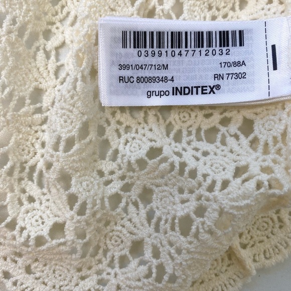 Zara NWT Cream Crochet Bustier Peplum Cami Top, Size M - Picture 6 of 9